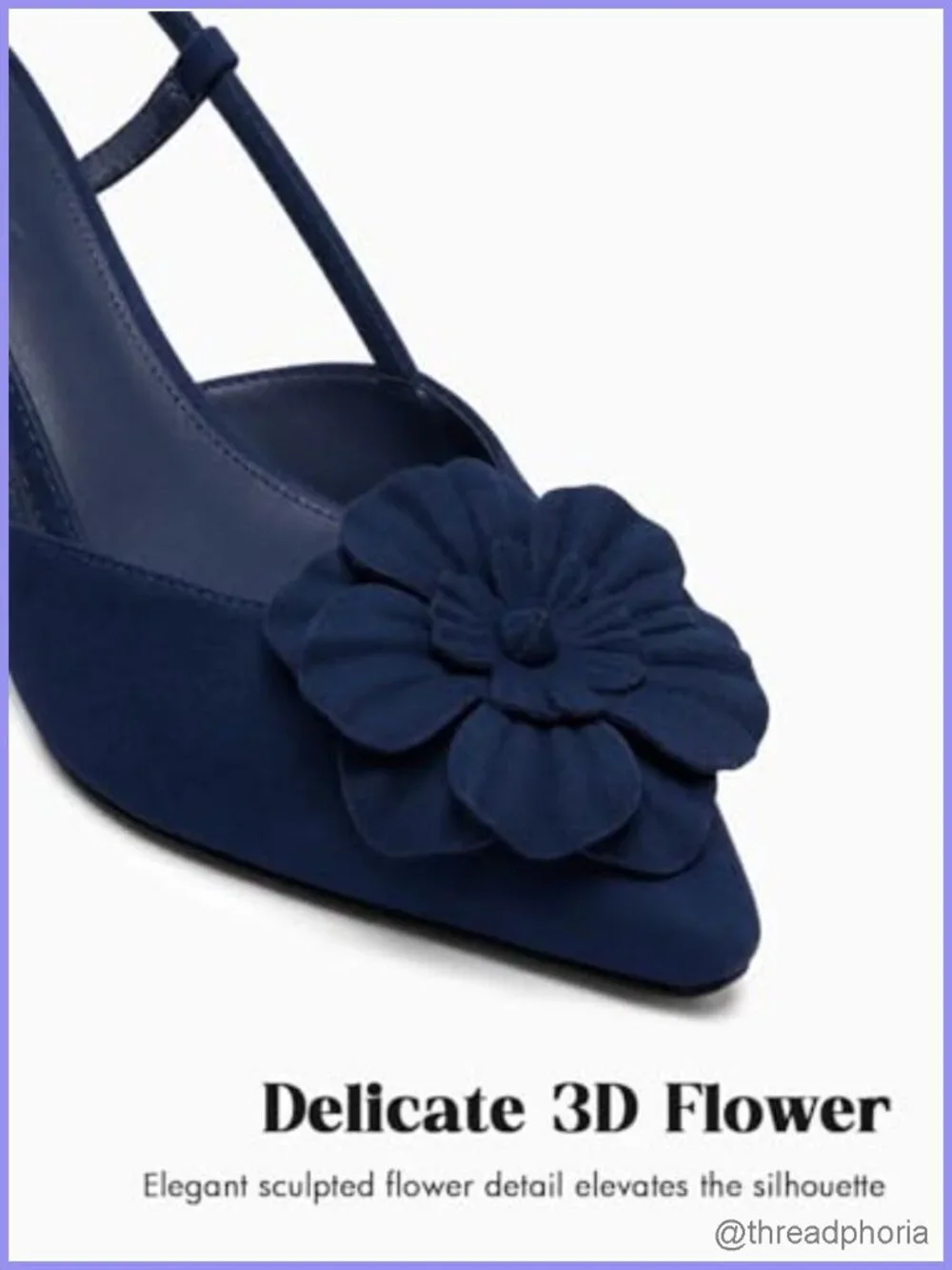 Women's Kitten Heel Slingback Pumps Dress Shoes Floral Embellished
